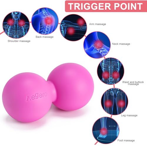 Aegero Peanut Massage Ball-Double Lacrosse Massage Ball, Mobility Ball for Myofascial Release,Yoga Therapy,Trigger Point Therapy,Muscle Knots and Acupoint Massage (Blue Firm Ball) - color: Blue