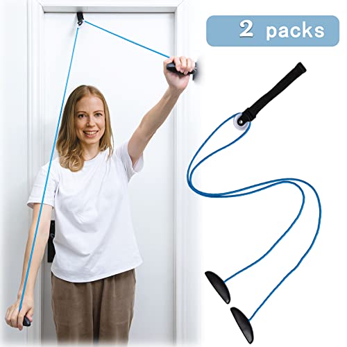 Shoulder Pulley Over The Door Physical Therapy System | Over-the-door exercise pulley designed for shoulder physical therapy exercises. - color: 2PCS-Blue