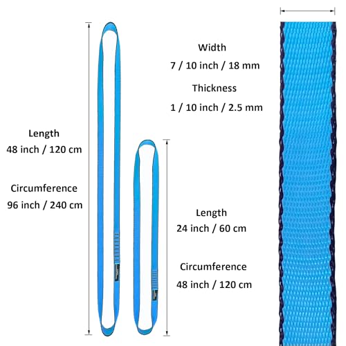 18MM Nylon Climbing Slings Runners 23 kN Strong Webbing Straps for Rock Climbing, Rappelling, Swing, Yoga Hammock etc - color: 1PC Blue, size: 48inch/120cm