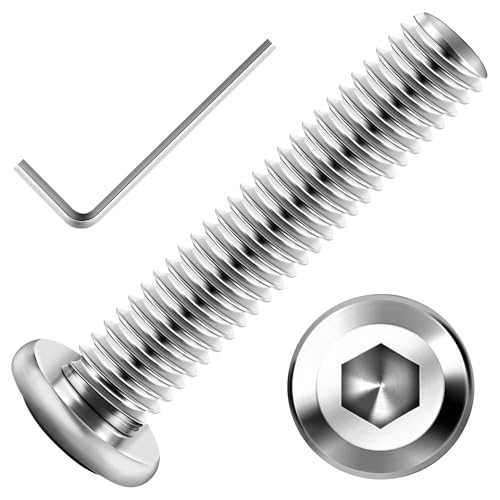 Mywish M8 x 35mm 20Pcs Flat Head Hex Socket Cap Screws Bolts, 304 Stainless Steel Furniture Bolts Full Thread, Bright Finish & Hex Spanner - color: Silver-M8, size: 35mm
