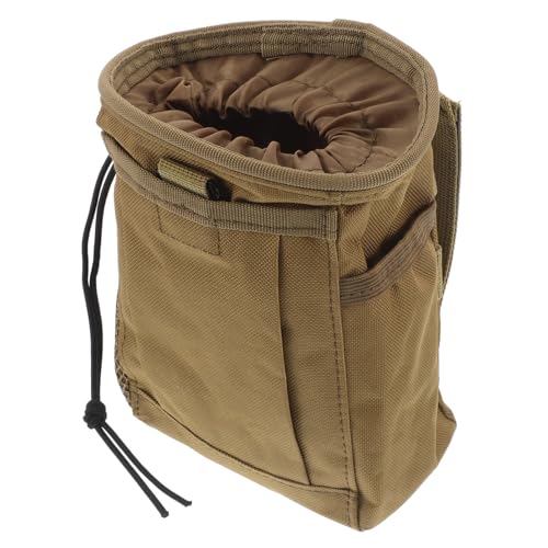 HEMOTON Lightweight Climbing Chalk Bag Drawstring Utility Fanny Pack Waist Pouch Outdoor Storage Solution in Khaki Oxford Cloth for Hiking