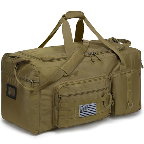 120L Extra Large Duffle Bag for Men, 32" Heavy Duty Sports Gym and Travel Duffel Bag with Shoes Compartment, Equipment Gear Bag for Football Soccer Baseball Hockey Helmets Pads, XL Giant Brown - color: Brown