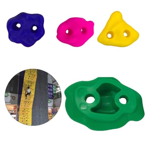 JEOZBM Rock Climbing Holds, 10Pcs Kids Climbing Stones Kit with 20 Swing Fasteners, Rock Wall Climbing Kit for Outdoor Indoor Home Playground