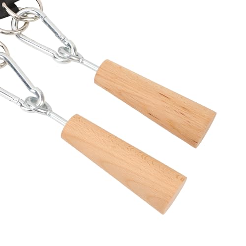 Wooden Pull Up Grips with Hanging Straps, Beech Wood and Iron Handles for Rock Climbing Holds Training Arm Forearm Wrist Strength Training Portable Fitness Equipment