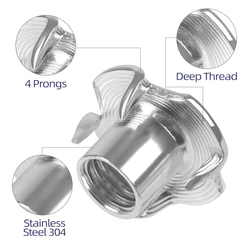 M6 T-Nuts 304 Stainless Steel, 4-Pronged Tee Nut for Wood, Rock Climbing Holds, Furniture, 50 PCS - color: 304 Stainless Steel, size: M6