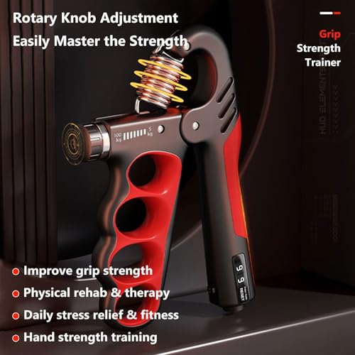 Grip Strength Trainer Forearm Strengthener 11-220 lbs Adjustable Resistance | Automatic Counting, Ergonomic Design, Ideal Device for Grip Strengthening, Arthritis Relief, Hand Physical Therapy & Rehab - color: Orange