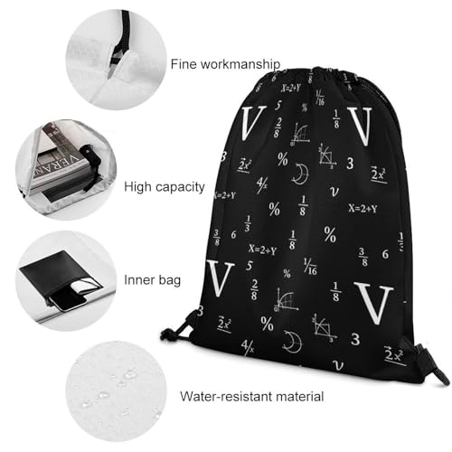 Beam Bag Large Capacity Drawstring Backpack for Volleyball Baseball Sports Workout Gear Travel Men Women, Unknown X Equation Bags - color: Picture (38)