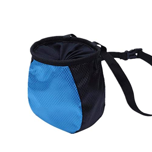 Chalk Bag, Rock Climbing Gear, Bouldering Chalk Bag with Adjustable Waist Belt and Drawstring Closure, Chalk Bag for Weight Lifting, Gym, Climbing, Billiards, Crossfit, Athletics(Blue)