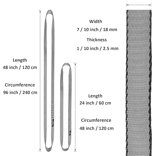 18MM Nylon Climbing Slings Runners 23 kN Strong Webbing Straps for Rock Climbing, Rappelling, Swing, Yoga Hammock etc - color: 1PC Grey, size: 48inch/120cm