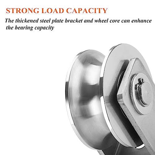 Stainless Steel U Groove Wheel Heavy Duty Pulley Smooth Rolling Door Wheels Sliding Gate Hardware High Weight Capacity Rollers Rolling Driveway Gate Bracket Rollers for Carts Furniture Machinery - size: 4pc 3inU