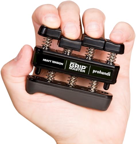 Prohands Gripmaster Hand Exerciser, Finger Exerciser (Hand Grip Strengthener), Spring-Loaded, Finger-Piston System, Isolate & Exercise Each Finger - color: Black - Gripmaster, size: 9 lb (Heavy Tension)