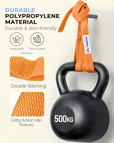 Trideer Stretching Strap with Loops & Leg Lifter, Non-Elastic PT-Style Physical Therapy Strap for Knee Replacement Rehab, Hamstring, Calf & Back Stretcher Mobility, Hip, Shoulder & Yoga - color: Orange