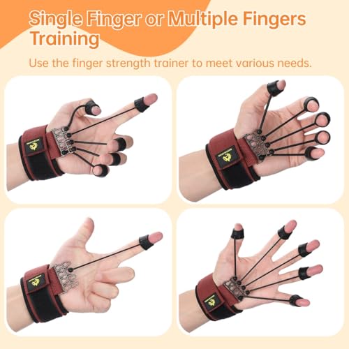 60Lb Hand Strengthener, Resistance Finger Band for Grip Training, Hand Muscle & Flexibility Booster, Easy-to-Wear Wrist Strap, Portable