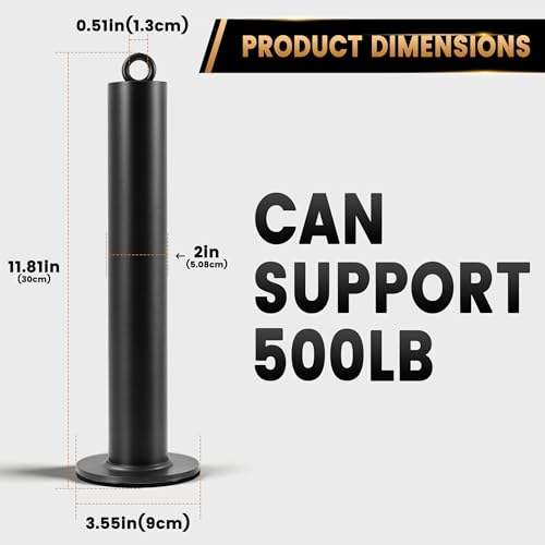 500LB Loading Pin, Carabiner for Cable Pulley LAT Pulldown | Fits 1" & 2" Olympic plates. Heavy steel supports 500LB load. Anti-slip quiet base for home gym strength training - color: Black-2"loading pin