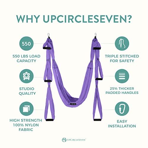 UpCircleSeven Aerial Yoga Swing Set Ceiling Mount Accessories - color: Purple
