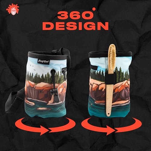 Rock Climbing Chalk Bag | for Outdoor, Gym, & Bouldering | Adjustable Waist Belt, Durable Drawstring Closure, & Zippered Pocket - style: Acadia