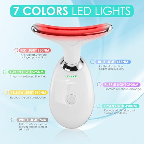 Facial Massager Face and Neck, Face 𝖲 culpting Wand Tool with 7 Color - Birthday, Christmas, Mothers Day, Valentines Day Gifts for Her Women Mom Best Friend Wife Teacher (White) - color: White