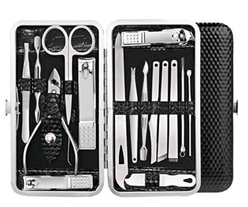 Nail Clippers Set Fingernail and Toenail Clipper Cutters for Men and Women, Professional Manicure Pedicure Grooming Kit, 16 Pieces Stainless Steel Nail Care Tools with PU Leather Travel Case