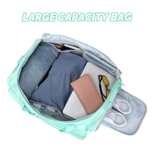 MAXTOP Gym Bag for Women Men Travel Duffle Bag Large Capacity Carry On Weekender Overnight Bag With Shoe Compartment Gym Tote Dry Wet Separation Duffel Bag for Travel - color: Light Green, style: Gym Bag
