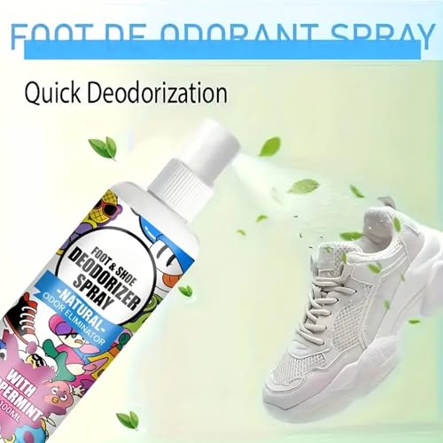 Shoe Spray Deodorizer 100ml Shoe Smell Eliminator Spray | Footwear Odor Removal Mist for Travel Hiking Home Tennis Leather Fabric Canvas Sneaker