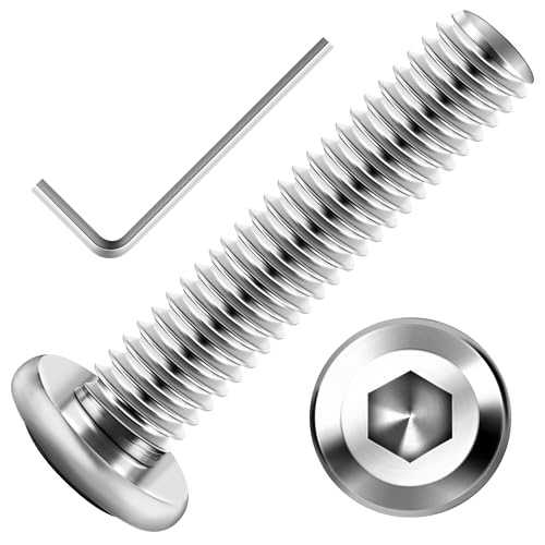 Mywish M6 x 30mm 20Pcs Flat Head Hex Socket Cap Screws Bolts, 304 Stainless Steel Furniture Bolts Full Thread, Bright Finish & Hex Spanner - color: Silver-M6, size: 30mm
