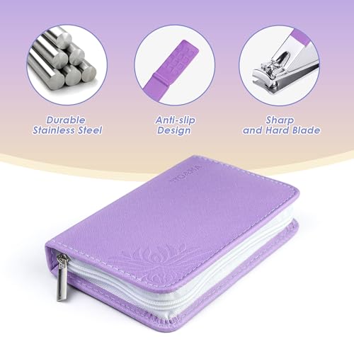 Manicure Set Professional Manicure Kit - 30 in 1 Pedicure Kit Nail Clippers Set Stainless Steel Nail Kit for Women - Purple - color: Purple