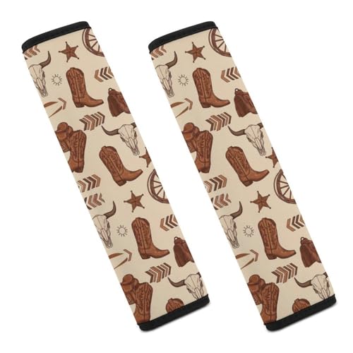 2 Pack Universal Fit Seat Belt Shoulder Pad for Kids, Car Seats Pushchair Strollers High Chair Pushchair, Western Cowboy Brown Shoulder Protector, Anti-Slip Pad - color: Pattern 478