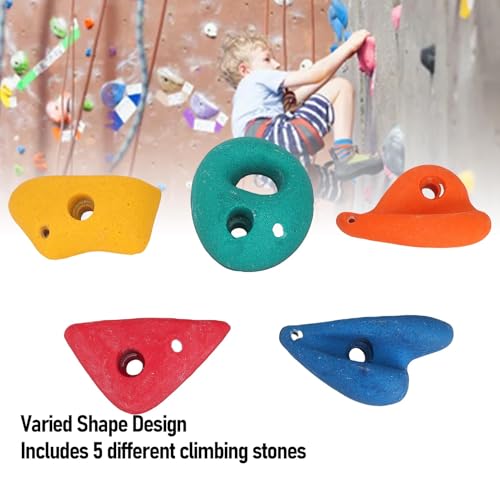 Kids Climbing Holds 5 Pack Colorful Resin Rocks for Indoor Outdoor Playground with Mounting Hardware