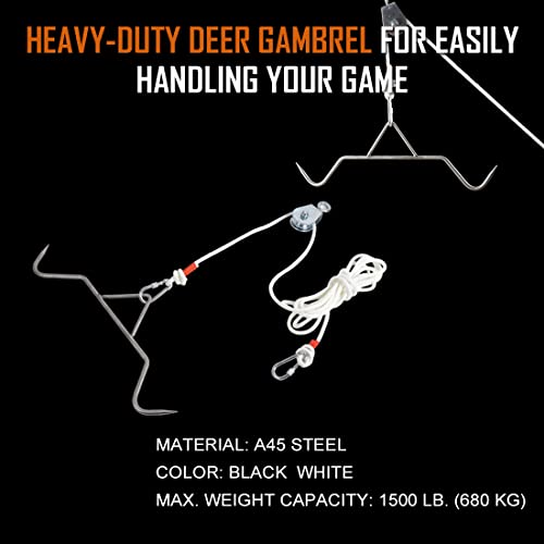 Yorikyas Hunting Game Hoist Gambrel Pulley Lift System for Deer Hanger Hunting Game Skinning Kit - Heavy Duty