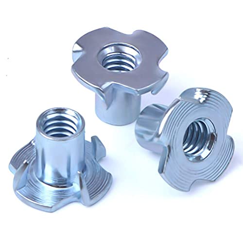 T Nuts 1/4"-20,5/16"-18, 3/8"-16,Hincell 120pcs Zinc Plated Steel T-Nut 4 Pronged Tee Blind Nuts Assortment Kit for Wood, Rock Climbing Holds, Cabinetry, Furniture,etc. - size: 1/4"-20,5/16"-18,3/8"-16(120pcs Assortment)
