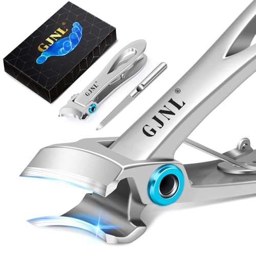 Slanted Curved Toenail Clippers for Seniors Toenails | Heavy Duty Nail Clippers for Men Thick Nails with Wide Jaw Opening, Sliver - color: Sliver Slanted Head