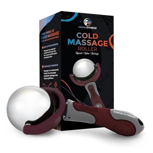 Cold Massage Roller Ball | Cold Therapy | Ice Roller Ball with Handle | cryo Stick | Relieve Muscle Pain (Maroon) - color: Maroon