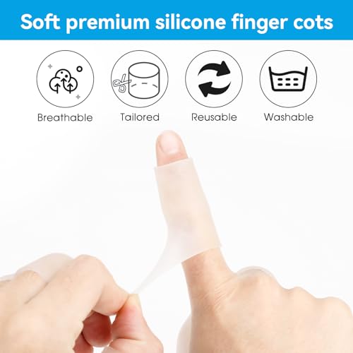 salbsever 20 Pcs Finger Sleeves Protectors Silicone Finger Sleeve Gel Finger Sleeve Protectors Finger Covers Cushions and Protects Rubber Finger Shields Provide Relief forCracked Finger - color: Transparent