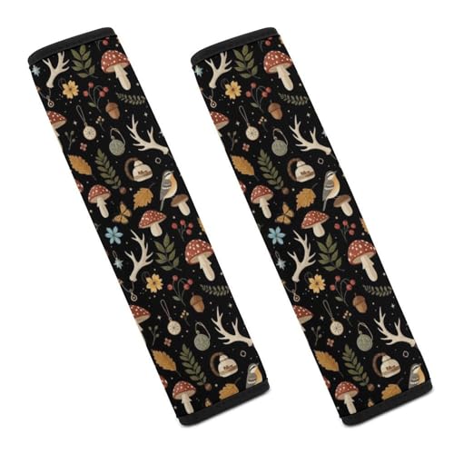 2 Pack Universal Soft and Comfortable Car Seat Straps Shoulder Pads for Kids, All Vehicles, Witch Mushroom Gifts Neck Strap Covers, Neck and Shoulder Support - color: Pattern 320
