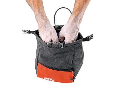 Petzl SAKAB Rock Climbing Chalk Bag - Gray | Large, Roll-Top Bouldering Chalk Bucket