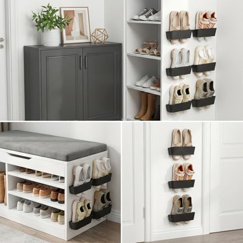 8 Pack Wall Mounted Shoes Rack with Sticky Hanging Strips, Space Saving Hanging Shoe Rack No-Drill Shoe Holder for RV Campers Door Closet