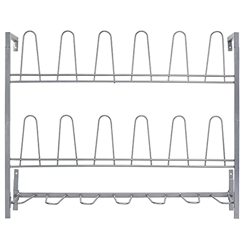 MyGift Premium Silver Metal Hanging Wall Shoe Rack for Walk in Closet, Mudroom and Entryway, Wall Mounted Space Saving Boot and Shoe Rack Organizer, Holds 9 Pairs - color: Silver (3 Tier, 9 Pairs)