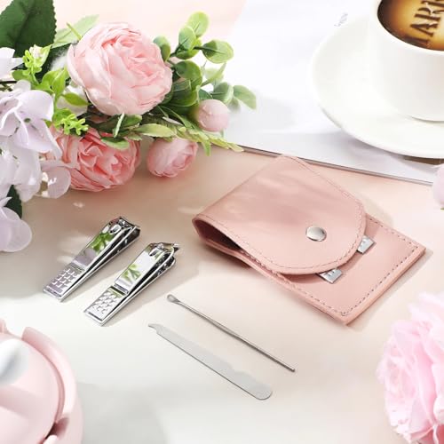 Geosar 12 Sets Manicure Gifts Bulk Nail Clippers Pedicure Kit Stainless Steel Professional Pedicure Grooming Kits Nail Care Tools with Travel Case for Women Men Hand Foot Birthday(Pink) - color: Pink