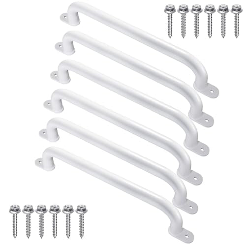 17 Inch White Playground Handles Indoor Kids Monkey Bar Ladders 6Pcs | Heavy Duty Solid Metal, Non-Slip Matte White Powder Coating, Comfy Secure Hand Grips for Playset Swing Set Climbing Frame - color: White-6pack