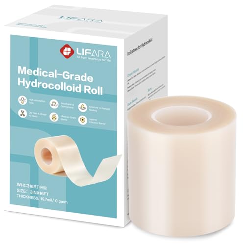 LIFARA Hydrocolloid Roll for Wound Care - Cut-to-Size, Extra Large Hydrocolloid Patch Bandages with Self-Adhesive, Waterproof, First Aid Kit Essential (3in*16ft, 19.7mil/ 0.5mm Thickness) - size: 3in*16ft, 19.7mil/ 0.5mm Thickness