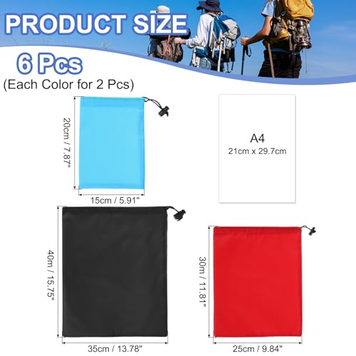 Drawstring Bag with Toggle, Stuff Sack String Waterproof Travel Storage Bags Cinch Stuff Pouch -Fitting for Yoga - color: Sky Blue/Red/Black