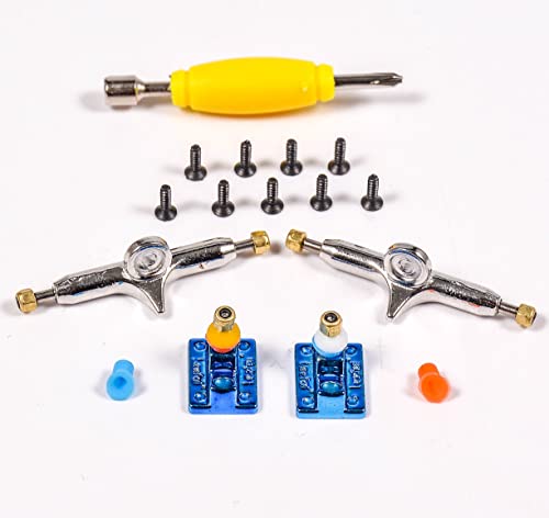 Fingerboard Trucks with Upgraded Urethane Bushings and Pivot Cup,34mm 32mm Width,Normal Kingpin (Blue, 32mm) - color: Blue, size: 32mm