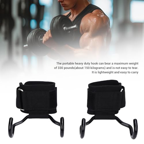 Garosa Weight Lifting Hooks Adjustable Non Slip Rubber Grip 330lb Capacity Wrist Straps with Widened Cotton Layer for Strength Training Bodybuilding Pull Ups Barbell Rowing