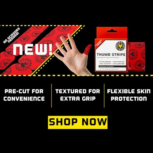 Goat Tape Thumb Strips Pre Cut Athletic Tape for Fingers - Extra Sticky Elastic Athletic Thumb Tape for Weightlifting, Cross Training, Gym Grips, Hook Grip, WOD Workout Hand Wrap - 1.5’’ x 5’’ Strips