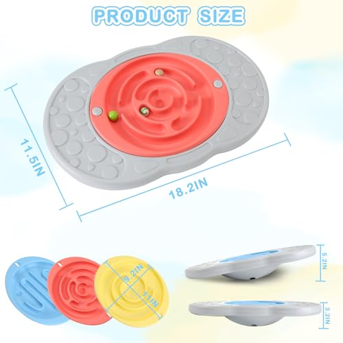 Balance Board with Maze for Kids, Labyrinth Wobble Board Rocking Seesaw Sensory Training with 2 Balls & 2 Replacement Labyrinth Disks, Non-Slip Pedals Indoor Outdoor for Boys Girls - size: Small