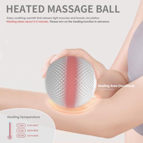 Heating Vibrating Massage Ball with 7 Modes & Memory Function for Myofascial Release, Deep Tissue and Trigger Point Muscle Therapy - Targets Back, Hip, Leg, Neck & Foot (Gray) - color: Gray
