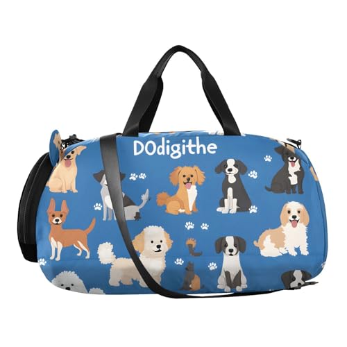 Kids Sports Duffel Bag for Boys & Girls - Dog Puppy Patterns 100% Polyester Gym Bag with Separate Shoe Compartment, Adjustable Shoulder Strap, Compact Travel & Workout Gear Bag - color: Dog Puppy Patterns