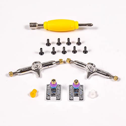 Fingerboard Trucks with Upgraded Urethane Bushings and Pivot Cup,34mm 32mm Width,Normal Kingpin (Silver, 32mm) - color: Silver, size: 32mm