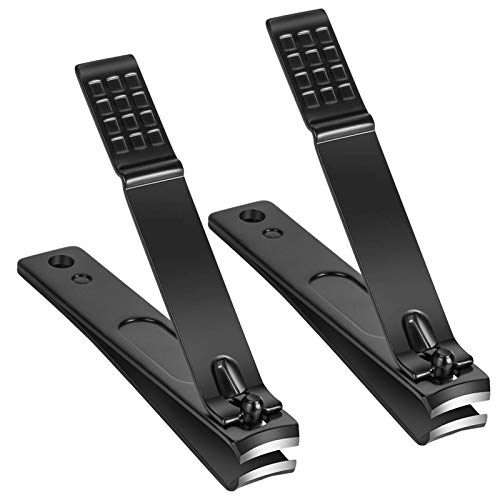 Aogeili Nail Clippers Set, Sharp Stainless Steel Fingernail & Toenail Clippers, Black Nail Cutter, 2Pcs Large and Large Size - size: Large/Large