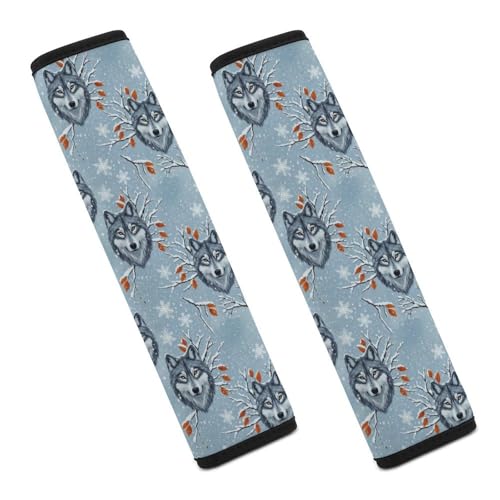 2 Pack Snow Wolves Lovers Car Seat Belt Pad Soft Padded Seat Belt Cushion for Child, Stroller Pushchair High Chair, Shock Absorption - color: Pattern 94